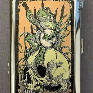 Frog Skull Banjo Cigarette Accessory Case W/Built In Butane Lighter
